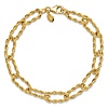 14k Yellow Gold Textured Twisted Paper Clip Link Bracelet 7.5in
