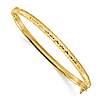 14k Yellow Gold  Diamond-cut Hinged Bangle Bracelet With Polished Finish