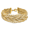14k Two-tone Gold Wide Braided Mesh Stretch Bracelet 7in