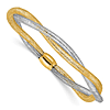 14k Two-tone Gold Mesh Twist Slip-on Stretch Bracelet