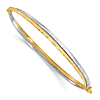 14k Two-tone Gold Polished and Textured Hinged Bangle Bracelet