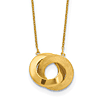 14k Yellow Gold Polished and Brushed Interlocking Circles Necklace