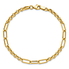 14k Yellow Gold Mixed Rolo and Paper Clip Link Bracelet 7.25in