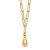 14k Yellow Gold Teardrop Paper Clip Link Necklace 17in