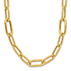 14k Yellow Gold Polished and Textured Chunky Paper Clip Link Necklace
