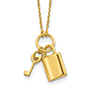 14k Yellow Gold Italian Lock and Key Charm Necklace