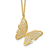 14k Yellow Gold Textured Cut-out Butterfly Necklace