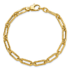 14k Yellow Gold Textured and Polished Oval Paper Clip Link Bracelet 7in