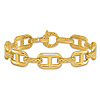 14k Yellow Gold Polished Mariner and Textured Round Link Bracelet