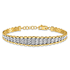 14k Two-tone Gold Diamond-cut Tapered Bracelet 7in