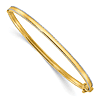 14k Yellow Gold and Rhodium Diamond-cut Hinged Bangle Bracelet