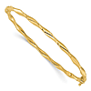 14k Yellow Gold Polished and Diamond-cut Twisted Hinged Bangle Bracelet