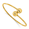 14k Yellow Gold Diamond-cut Ball Bypass Cuff Bangle Bracelet