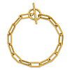 14k Yellow Gold Paper Clip Link Toggle Bracelet 7.5in