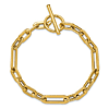 14k Yellow Gold Toggle Long and Short Oval Cable Link Bracelet 7.75in