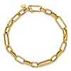 14k Yellow Gold Mixed Oblong Oval Link Bracelet Push Clasp 7.5in