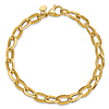 14k Yellow Gold Polished and Satin Mixed Pinched and Oval Link Bracelet 7.5in