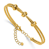 14k Yellow Gold Woven Adjustable Bangle Bracelet With Three Knot Accents