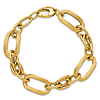 14k Yellow Gold Polished and Satin Oval Cable Link Bracelet