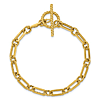 14k Yellow Gold Polished Long and Round Twisted Link Toggle Bracelet