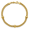14k Yellow Gold Braided Rope Bracelet with Three Bead Station Accents