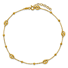 14k Yellow Gold Puffed Round Mariner Link and Bead Station Anklet