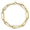 14k Yellow Gold Tapered Long Oval and Small Circle Link Bracelet 7.5in