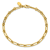 14k Yellow Gold Slender Mixed Paper Clip and Round Link Bracelet 7.5in