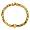 14k Yellow Gold Ladies' Popcorn Mesh Bracelet with Bead Accent 7.5in