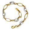 14k Two-tone Gold Multi-size Oval Link Bracelet 7.25in
