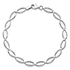 14k White Gold Tapered Diamond-cut Oval Link Bracelet