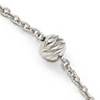 14k White Gold 10in Italian Polished Diamond-cut Ball Station Anklet