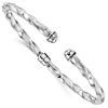 14k White Gold Italian Textured Cuff Bangle