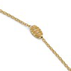 14k Yellow Gold 10in Oval Bead Station Anklet