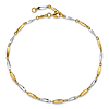 14k Two-tone Gold 9in Polished Rice Bead Anklet