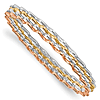 14k Tri-color Gold Polished Wavy Slip-On Bangle Bracelet