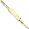 14kt Yellow Gold 7in ID Cut-out Heart Bracelet with Figaro Links