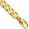 14k Yellow Gold Men's 8in Hand Polished Flat Curb Link Bracelet 8.5mm Wide