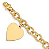14k Yellow Gold Oval Link Bracelet with Heart Charm 7.5in