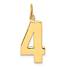 14k Yellow Gold Number 4 Pendant with Polished Finish 3/4in