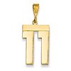 14k Yellow Gold Number 11 Pendant with Polished Finish 3/4in