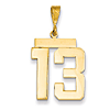 14k Yellow Gold Number 13 Pendant with Polished Finish 3/4in