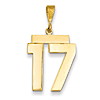 14k Yellow Gold Number 17 Pendant with Polished Finish 3/4in
