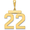 14k Yellow Gold Number 22 Pendant with Polished Finish 3/4in