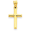 14k Yellow Gold Small Beveled Cross Pendant 3/4in