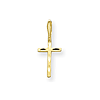 14k Yellow Gold 5/8in Satin Diamond-cut Cross Pendant