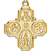 14kt Yellow Gold 1 1/8in 4-Way Medal