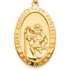 14kt Yellow Gold 1in Oval St Christopher Medal Pendant