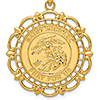 14k Yellow Gold Saint Michael Medal with Fancy Border 1in