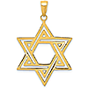 14kt Yellow Gold 1in Star of David Pendant with Channels